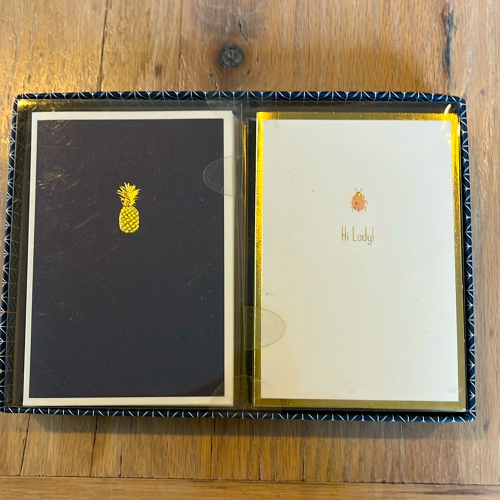 Elum Note Card Set/16 Notecards & Envelopes Lady Bug Pineapple